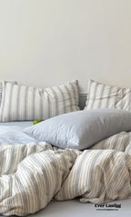 Cozy Pastel Striped Washed Cotton Bedding Set Ever Lasting