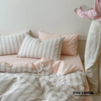 Cozy Pastel Striped Washed Cotton Bedding Set Ever Lasting