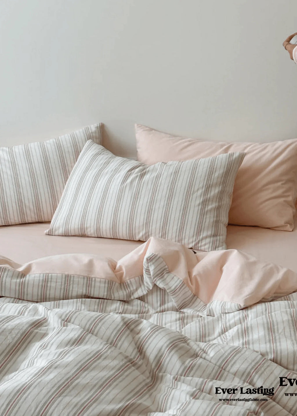 Cozy Pastel Striped Washed Cotton Bedding Set Ever Lasting