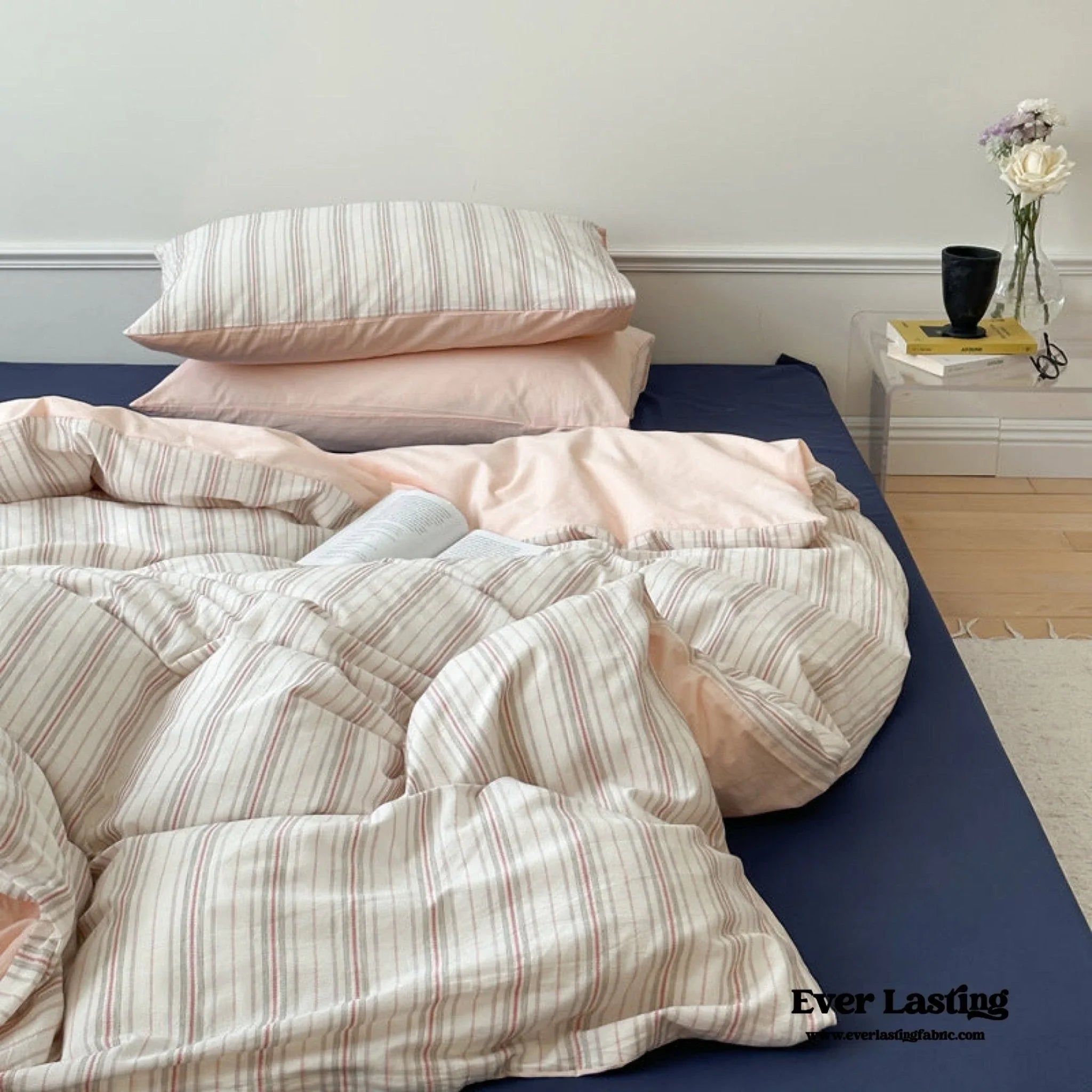 Cozy Pastel Striped Washed Cotton Bedding Set Ever Lasting