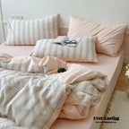 Cozy Pastel Striped Washed Cotton Bedding Set