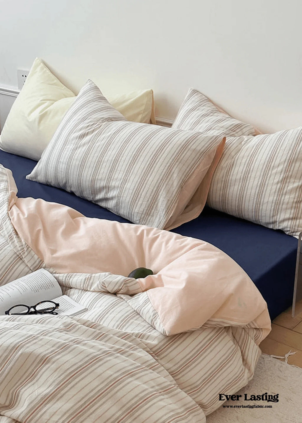 Cozy Pastel Striped Washed Cotton Bedding Set