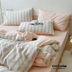 Cozy Pastel Striped Washed Cotton Duvet Cover / Blue Ever Lasting