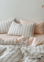 Cozy Pastel Striped Washed Cotton Duvet Cover / Blue Ever Lasting