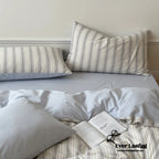 Cozy Pastel Striped Washed Cotton Duvet Cover / Blue Ever Lasting