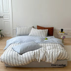 Cozy Pastel Striped Washed Cotton Duvet Cover / Blue Ever Lasting