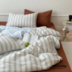 Cozy Pastel Striped Washed Cotton Duvet Cover / Pink Ever Lasting