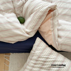 Cozy Pastel Striped Washed Cotton Duvet Cover / Pink Ever Lasting