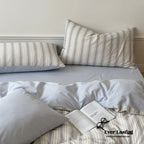 Cozy Pastel Striped Washed Cotton Duvet Cover / Pink Ever Lasting