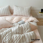 Cozy Pastel Striped Washed Cotton Pillowcases / Blue Ever Lasting
