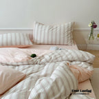 Cozy Pastel Striped Washed Cotton Pillowcases / Blue Ever Lasting