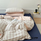 Cozy Pastel Striped Washed Cotton Pillowcases / Blue Ever Lasting