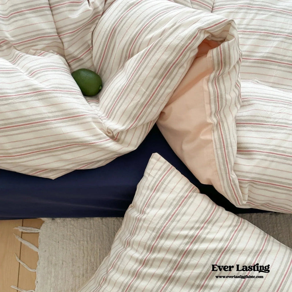 Cozy Pastel Striped Washed Cotton Pillowcases / Blue Ever Lasting
