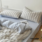 Cozy Pastel Striped Washed Cotton Pillowcases / Blue Ever Lasting
