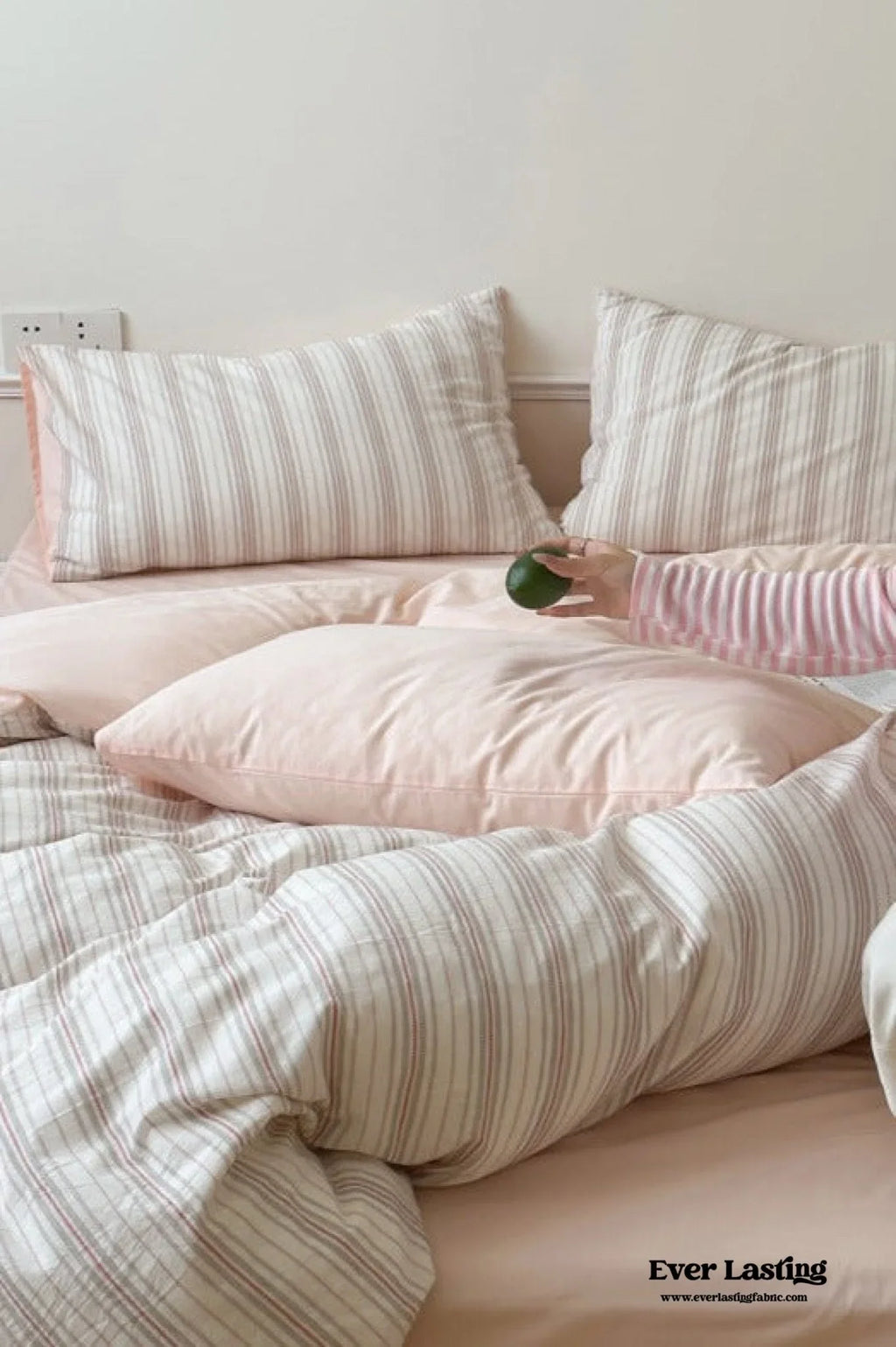 Cozy Pastel Striped Washed Cotton Pillowcases / Pink Ever Lasting