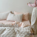 Cozy Pastel Striped Washed Cotton Pillowcases / Pink Ever Lasting