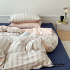Cozy Pastel Striped Washed Cotton Pillowcases / Pink Ever Lasting