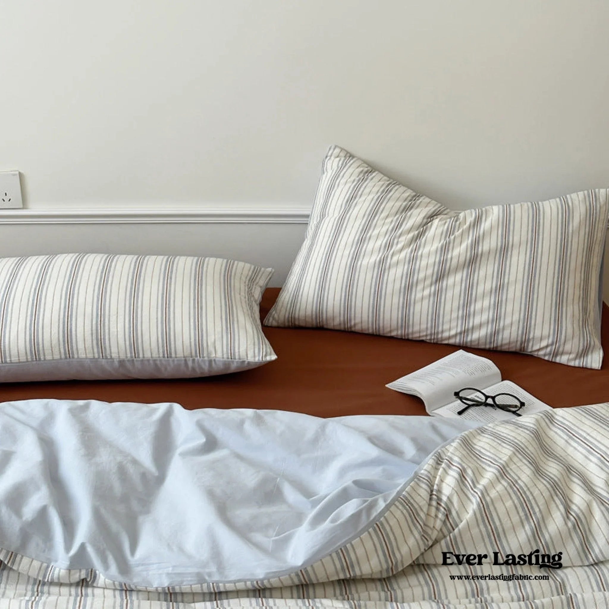 Cozy Pastel Striped Washed Cotton Pillowcases / Pink Ever Lasting