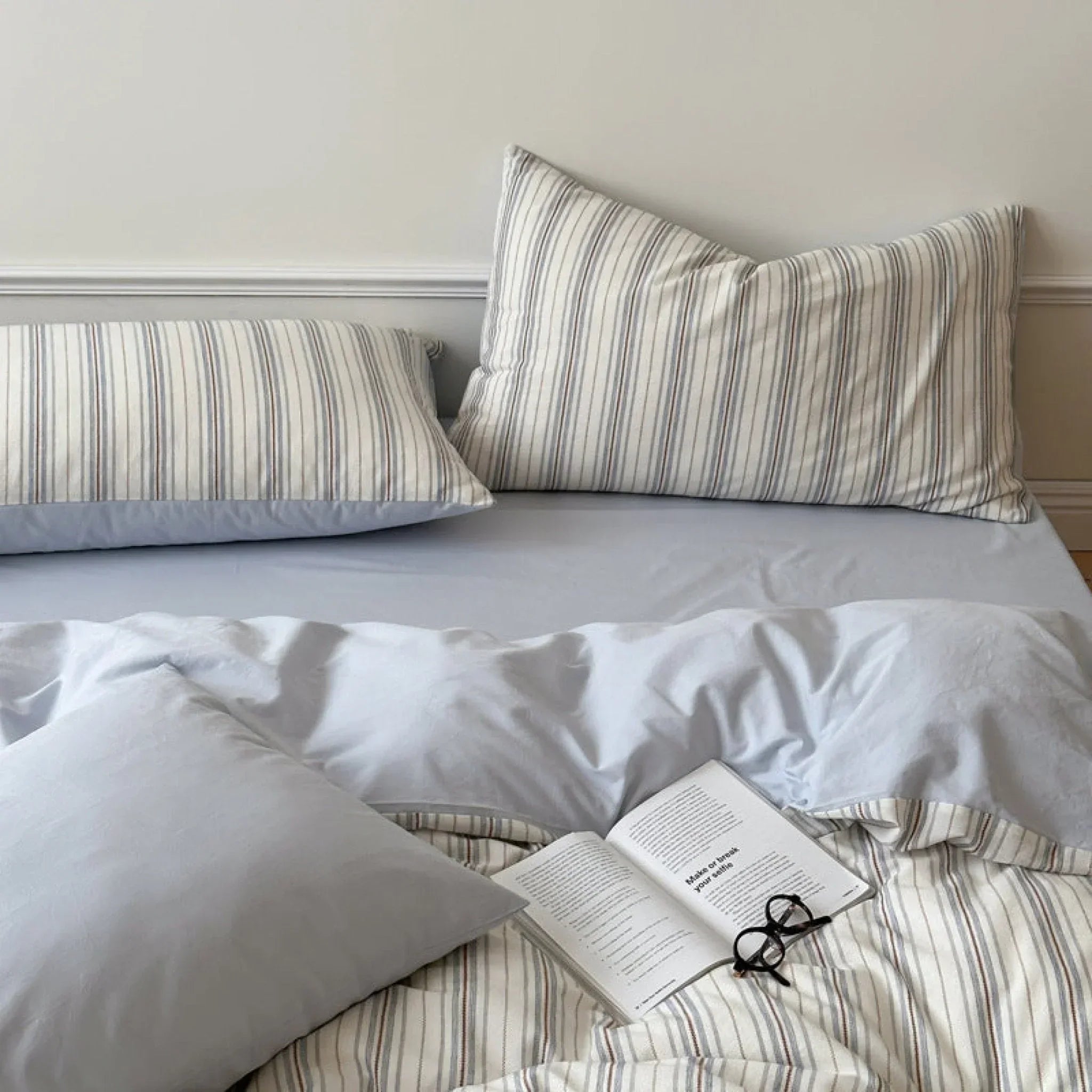 Cozy Pastel Striped Washed Cotton Pillowcases / Pink Ever Lasting