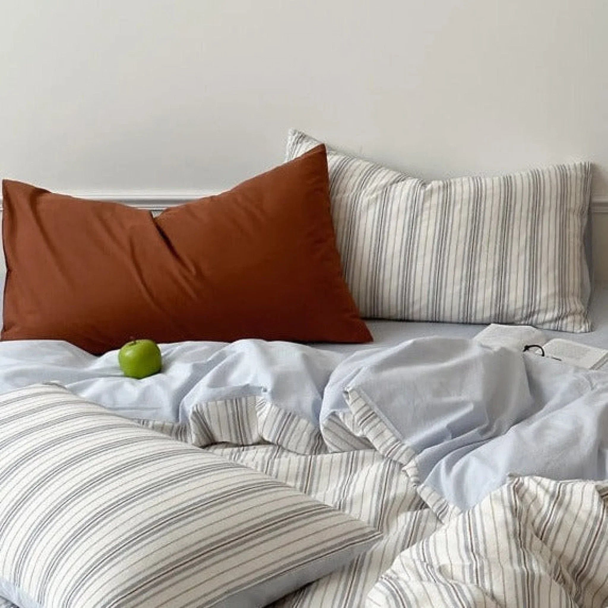 Cozy Pastel Striped Washed Cotton Pillowcases / Pink Ever Lasting