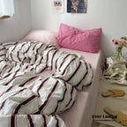 Cozy Washed Cotton Striped Bedding Set / Pink Ever Lasting