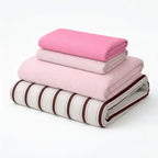 Cozy Washed Cotton Striped Bedding Set / Pink