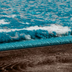 Abstract Area Rug Splash with Used Look in Turquiose Cream - House Of Avana