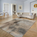 Cream and Black Modern Art Rug - House Of Avana
