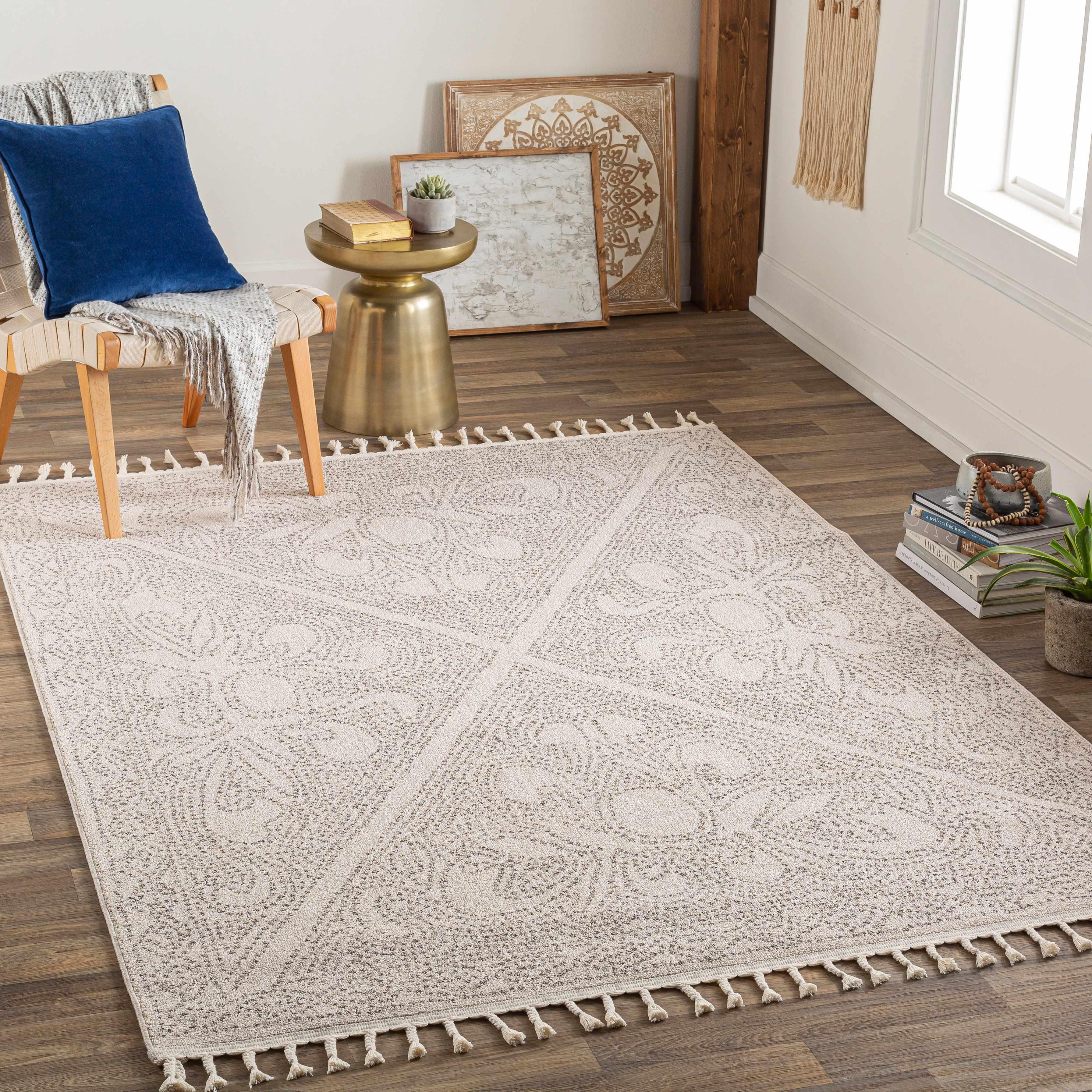 Birdwood Cream & Brown Area Rug - House Of Avana