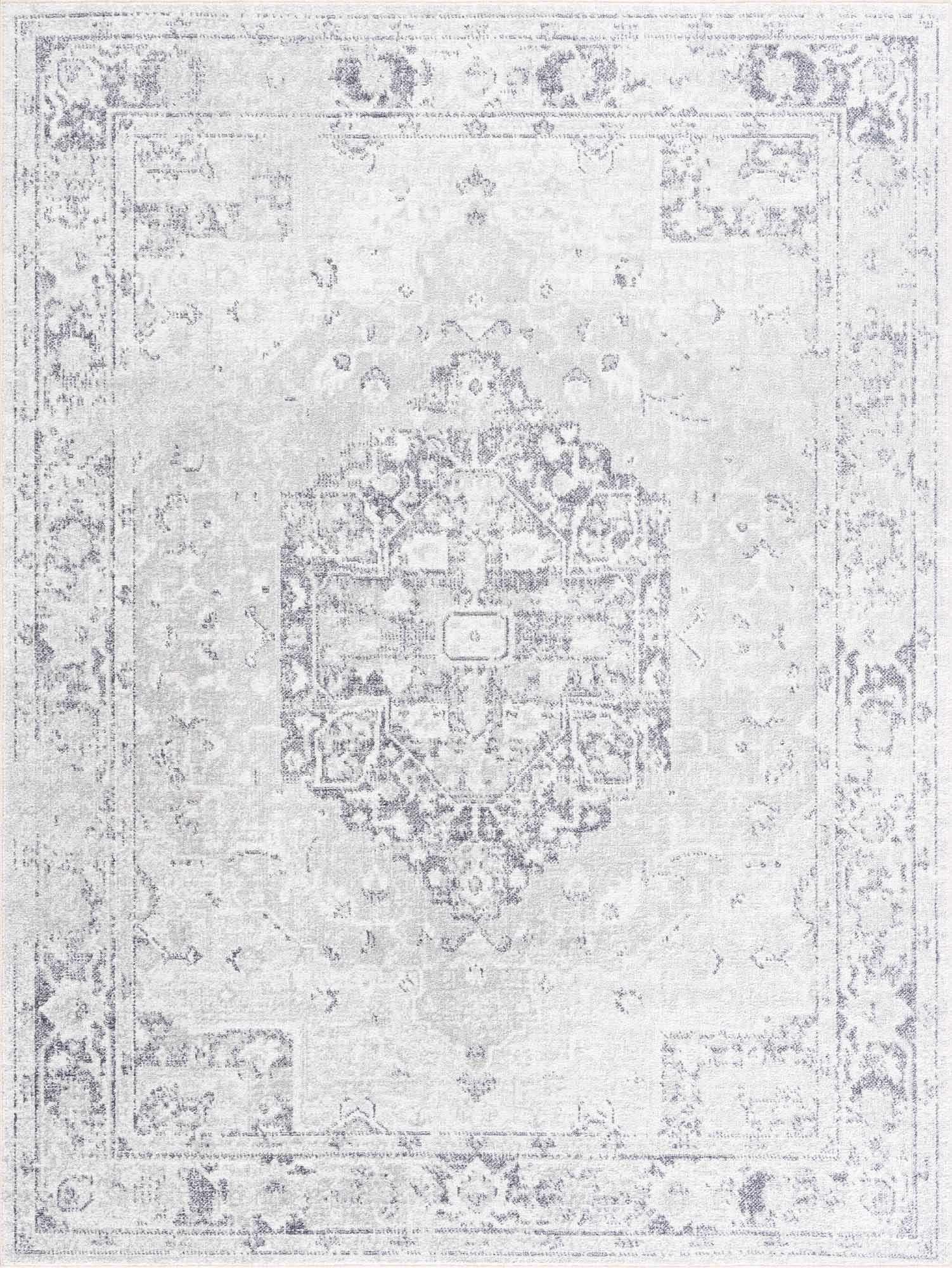 Akram Cream & Antrasit Washable Area Rug - House Of Avana