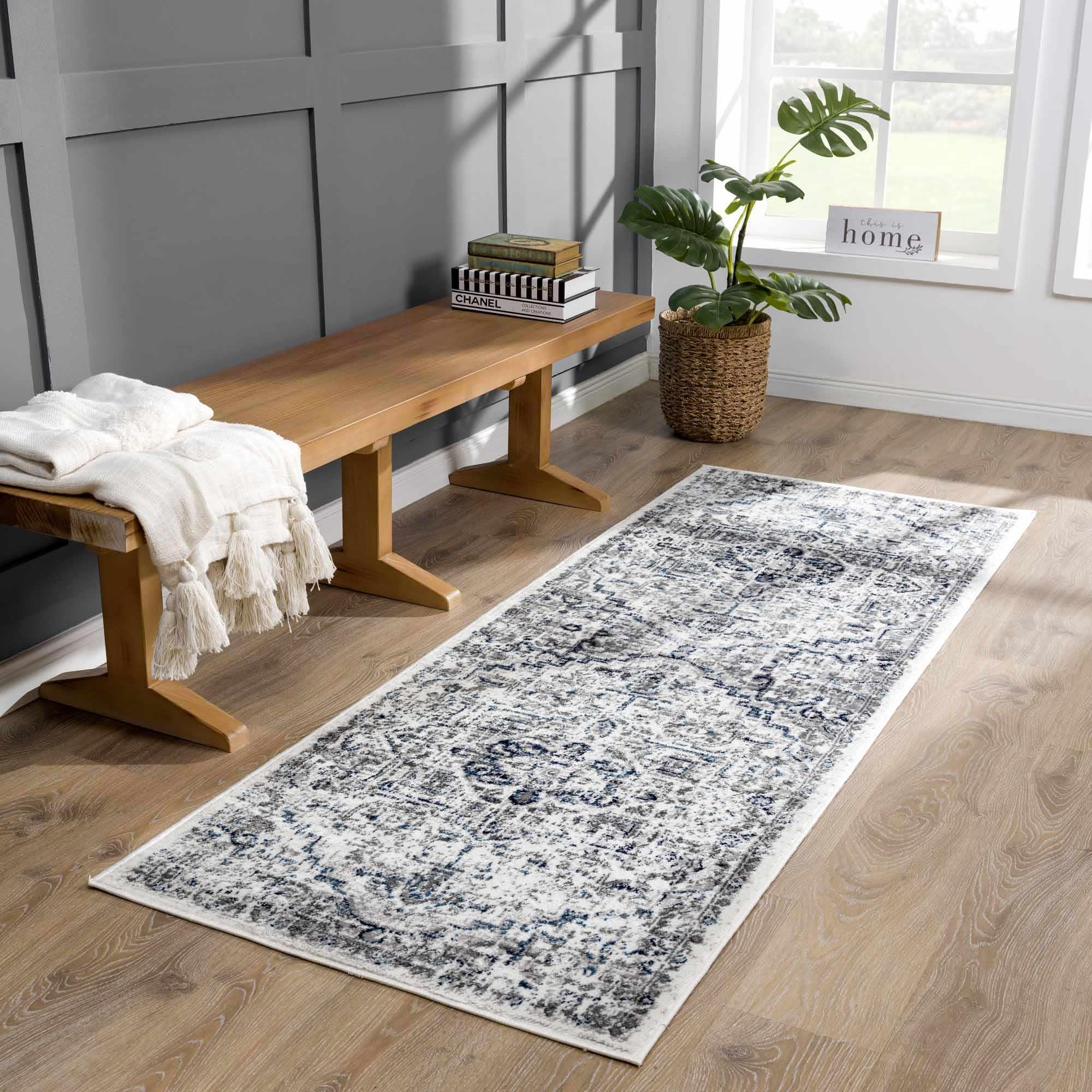 Buenaventura Cream & Navy Area Rug - House Of Avana