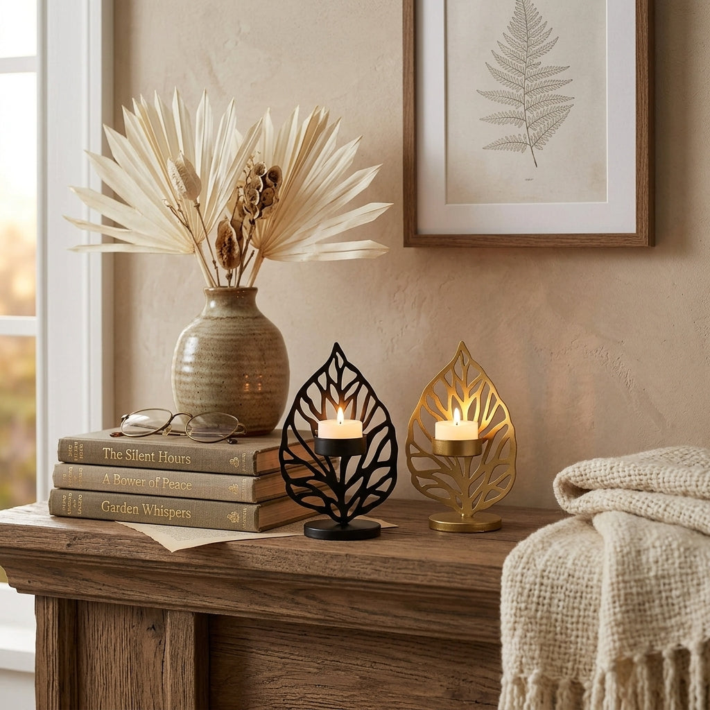 Leaf Metal Candle Holder Decorative