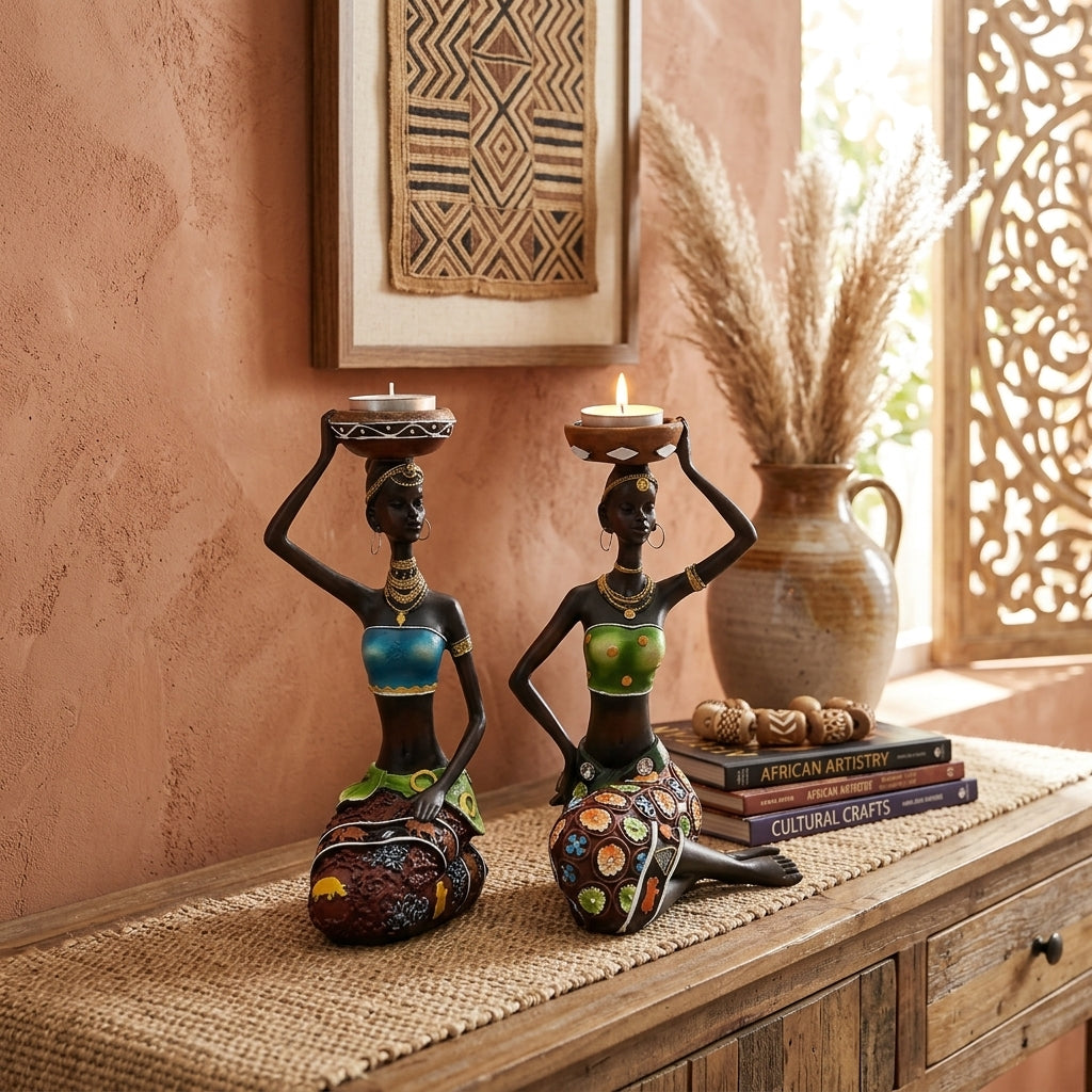 Tribal Candle Holder - Minimalist Iron Figurine Sculpture Decor