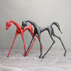 Creative Cast Iron Dark Horse Red Horse Animal Sculpture Desktop Ornament Living Room Decoration Artwork Home Decoration Gift - House Of Avana