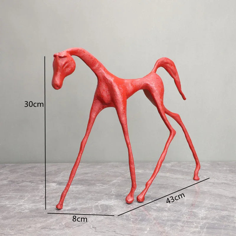 Creative Cast Iron Dark Horse Red Horse Animal Sculpture Desktop Ornament Living Room Decoration Artwork Home Decoration Gift - House Of Avana