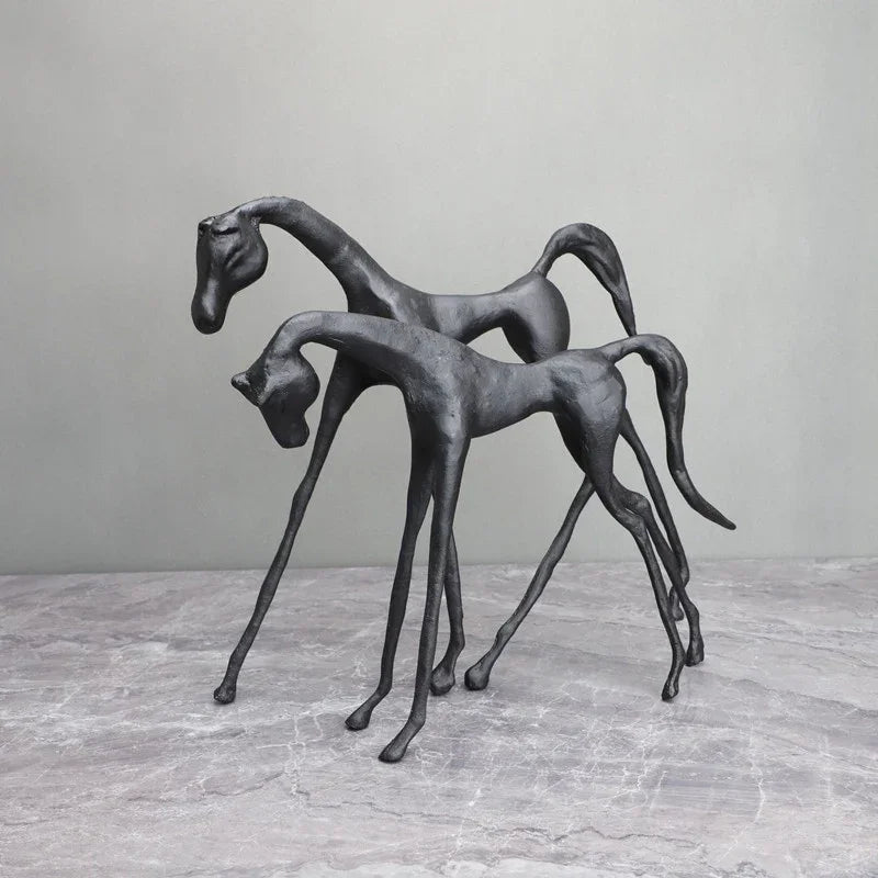 Creative Cast Iron Dark Horse Red Horse Animal Sculpture Desktop Ornament Living Room Decoration Artwork Home Decoration Gift - House Of Avana