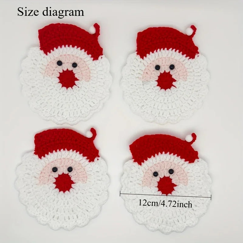 Crochet Coasters - S Santa Claus Set, Durable Fabric & Heat-resistant - House Of Avana [[SKU:HOA-TBL-016]]