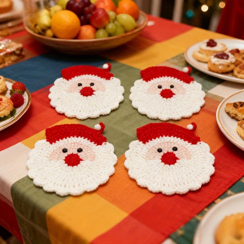 Crochet Coasters - S Santa Claus Set, Durable Fabric & Heat-resistant - House Of Avana [[SKU:HOA-TBL-016]]