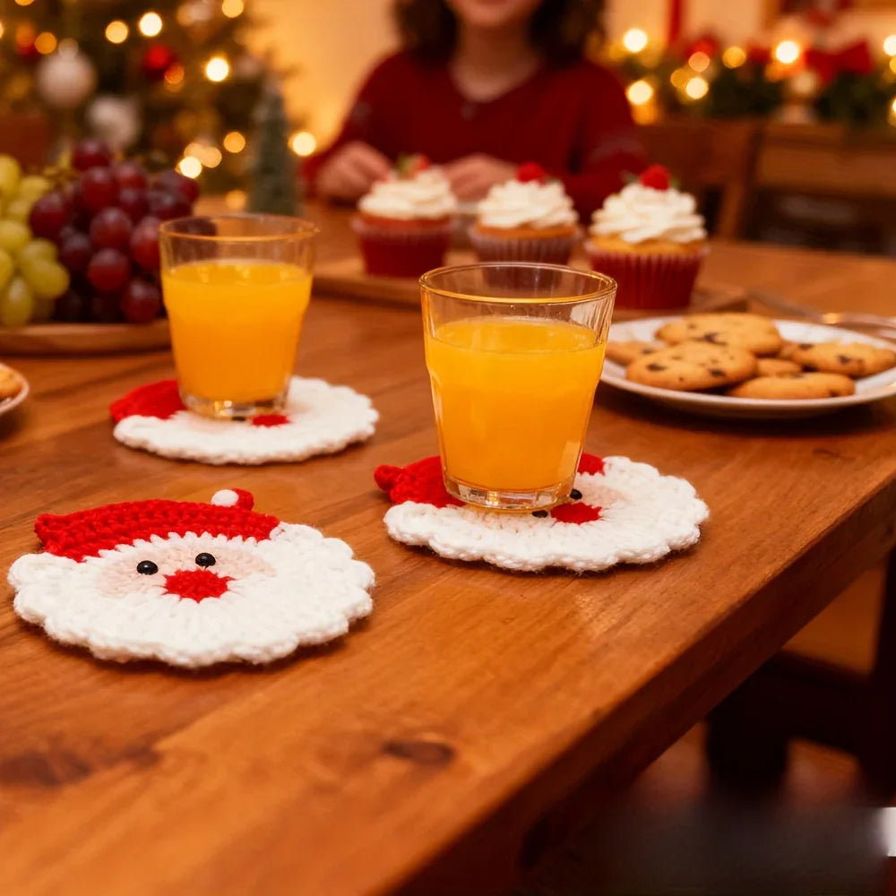 Crochet Coasters - S Santa Claus Set, Durable Fabric & Heat-resistant - House Of Avana [[SKU:HOA-TBL-016]]