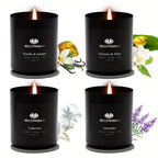 Clear crystal glass candle holders with white candles, elegant gift set - House of Avana