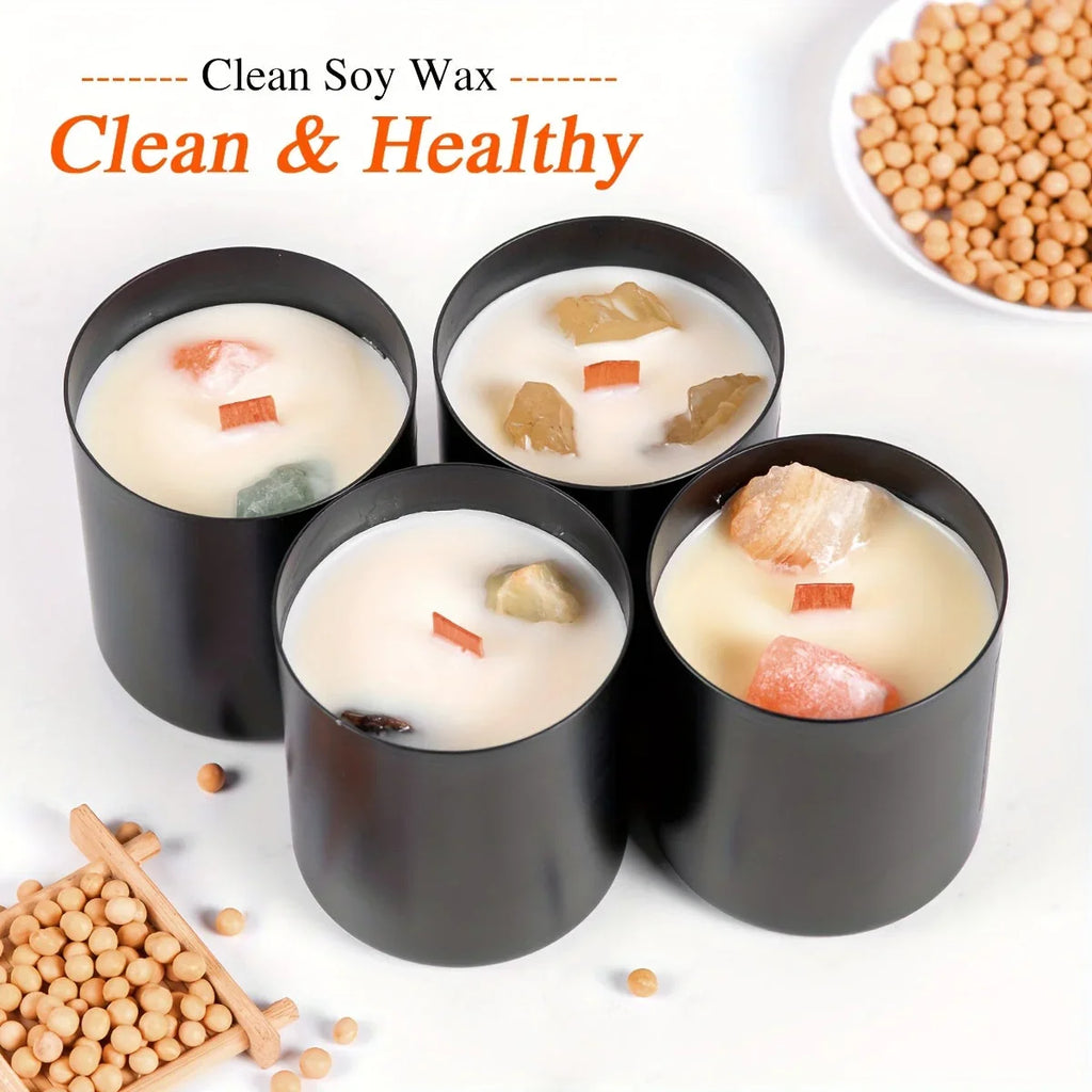 Clear crystal glass candle holders with white candles, elegant gift set - House of Avana