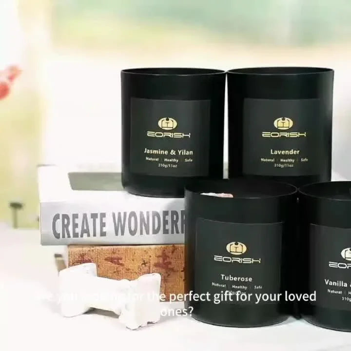 Clear crystal glass candle holders with white candles, elegant gift set - House of Avana