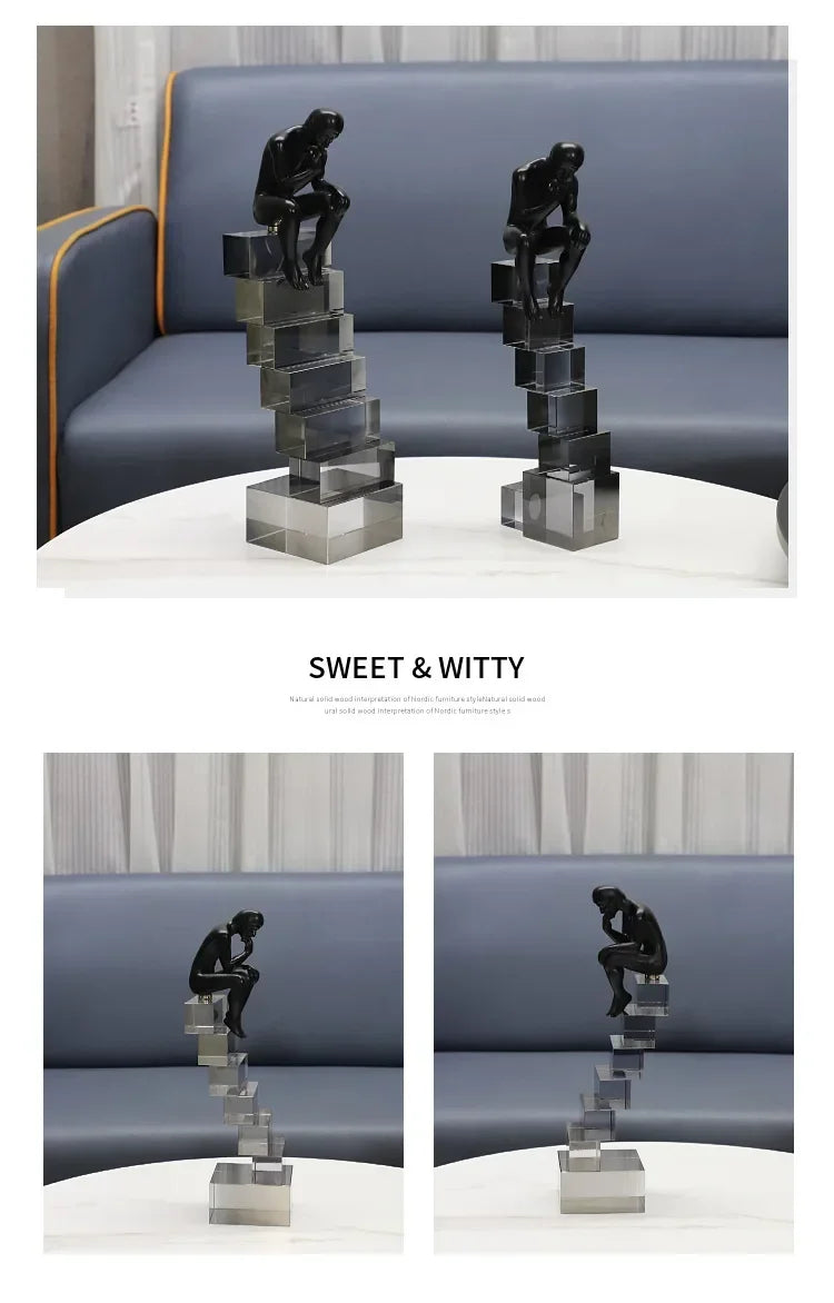 Crystal Figure - Transparent Ladder Desk Sculpture, in-use display - House Of Avana