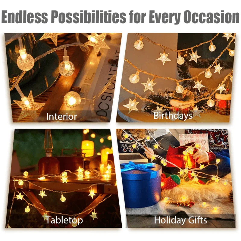 1pc, String Lights and Bubble Ball String Lights, 40/20/10LED, Crystal Clear Ball and Star Dream String Lights, Suitable for Bedroom, Wedding, Party, Wall Decoration, Birthday, Gift, Back to School, Christmas, Easter House Of Avana [[SKU:HOA-GDN-402]]