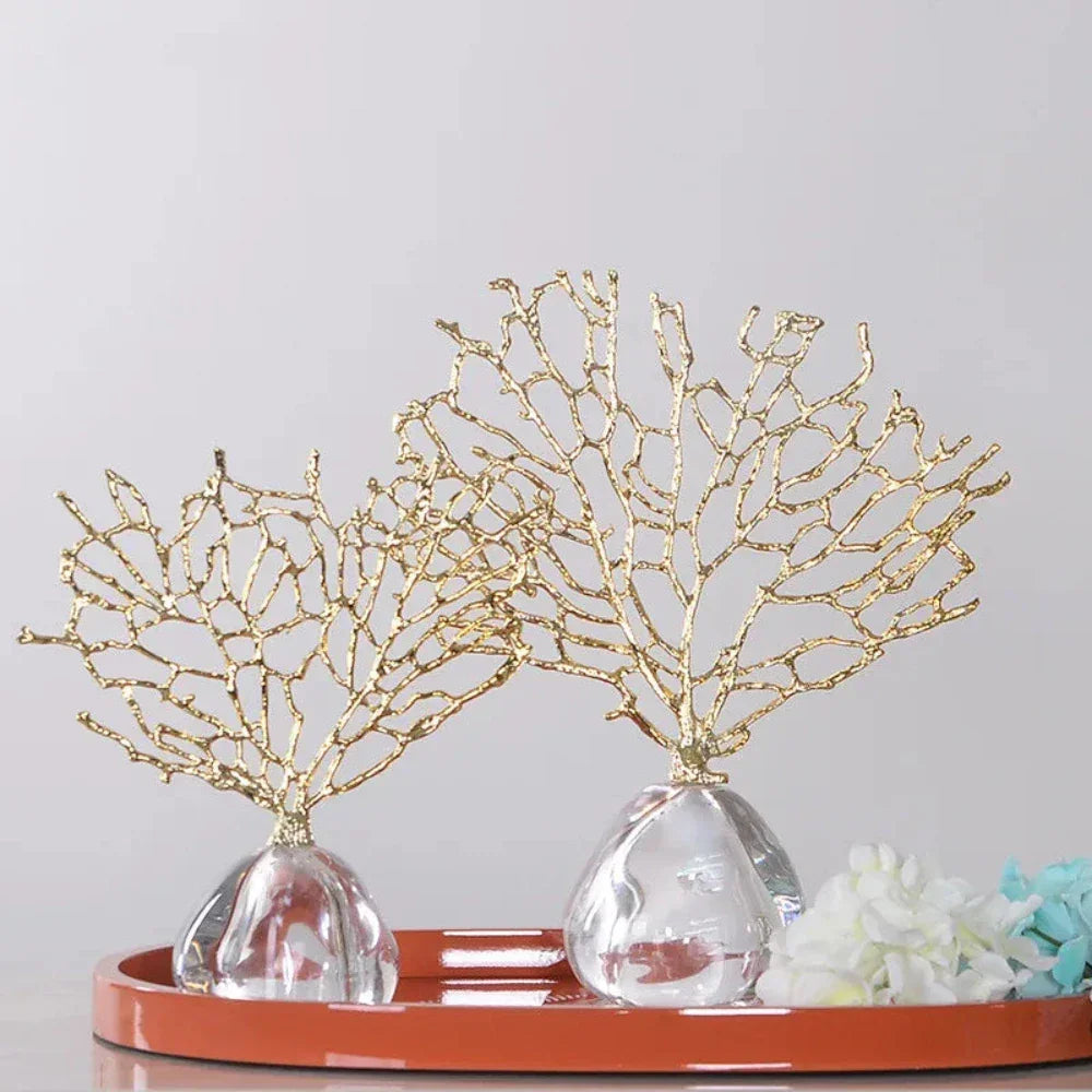 Crystal Golden Coral Handmade Decor - House Of Avana