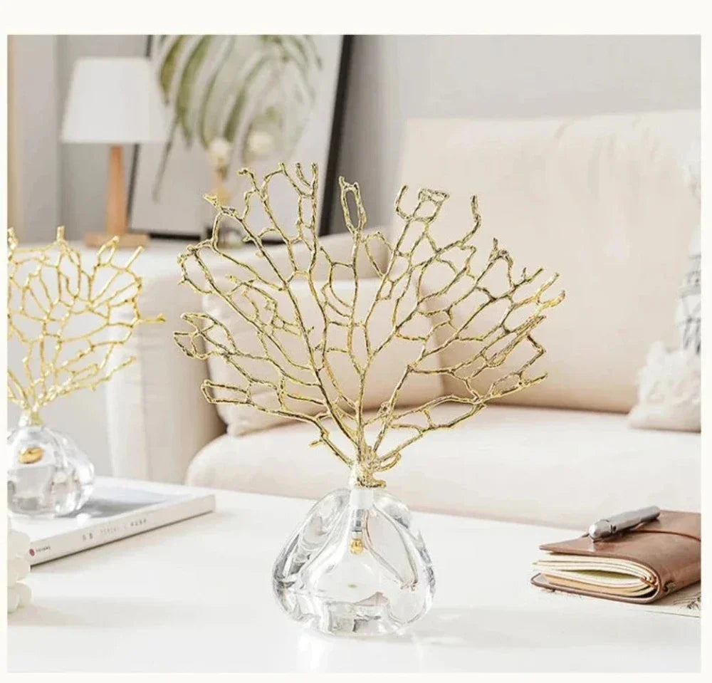 Crystal Golden Coral Handmade Decor - House Of Avana