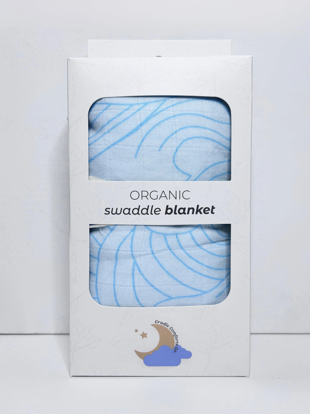 Organic Bamboo Cotton Muslin Swaddle Blanket in Crashing Sea Waves Cradle Comforts Co.