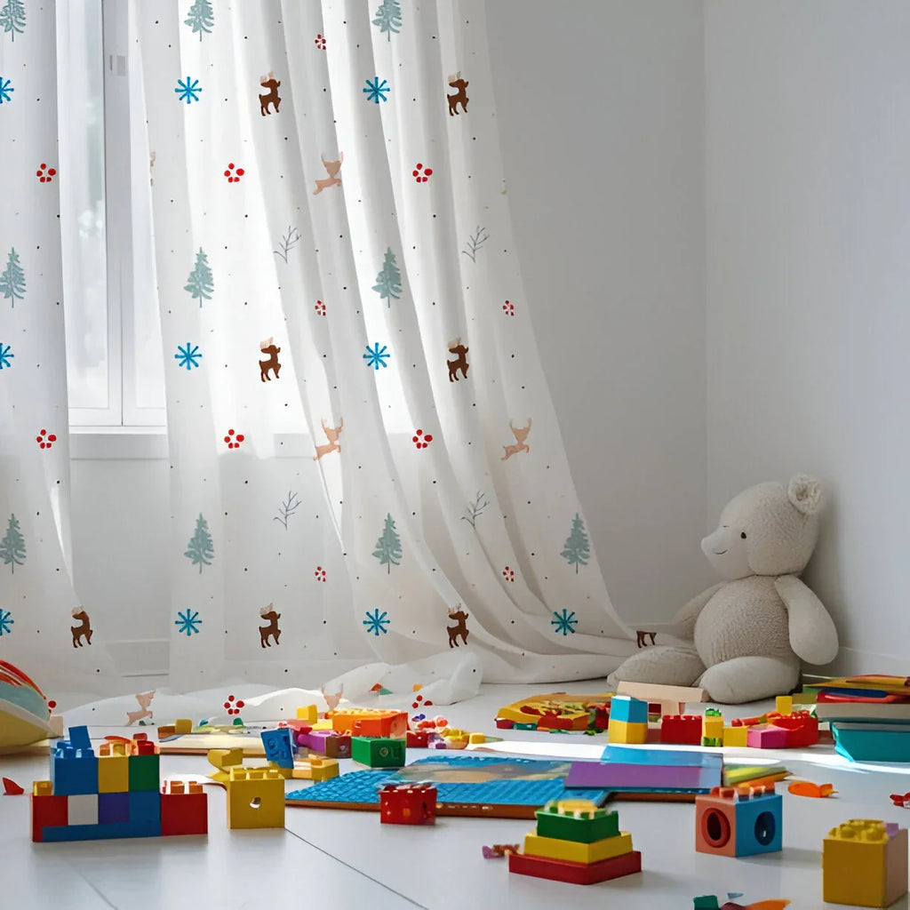Christmas Raindeer Themed Baby Room Curtain - House Of Avana