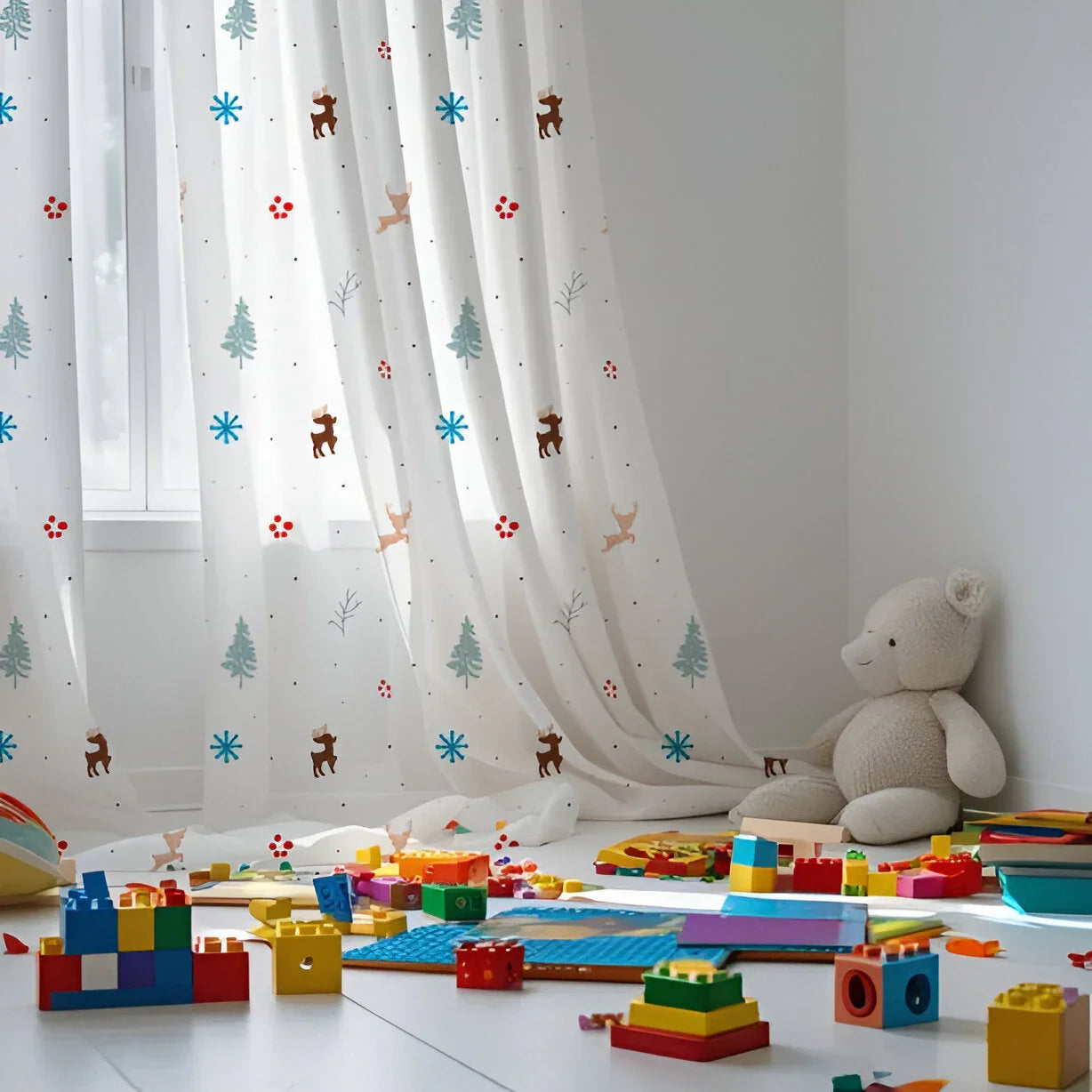 Christmas Raindeer Themed Baby Room Curtain - House Of Avana