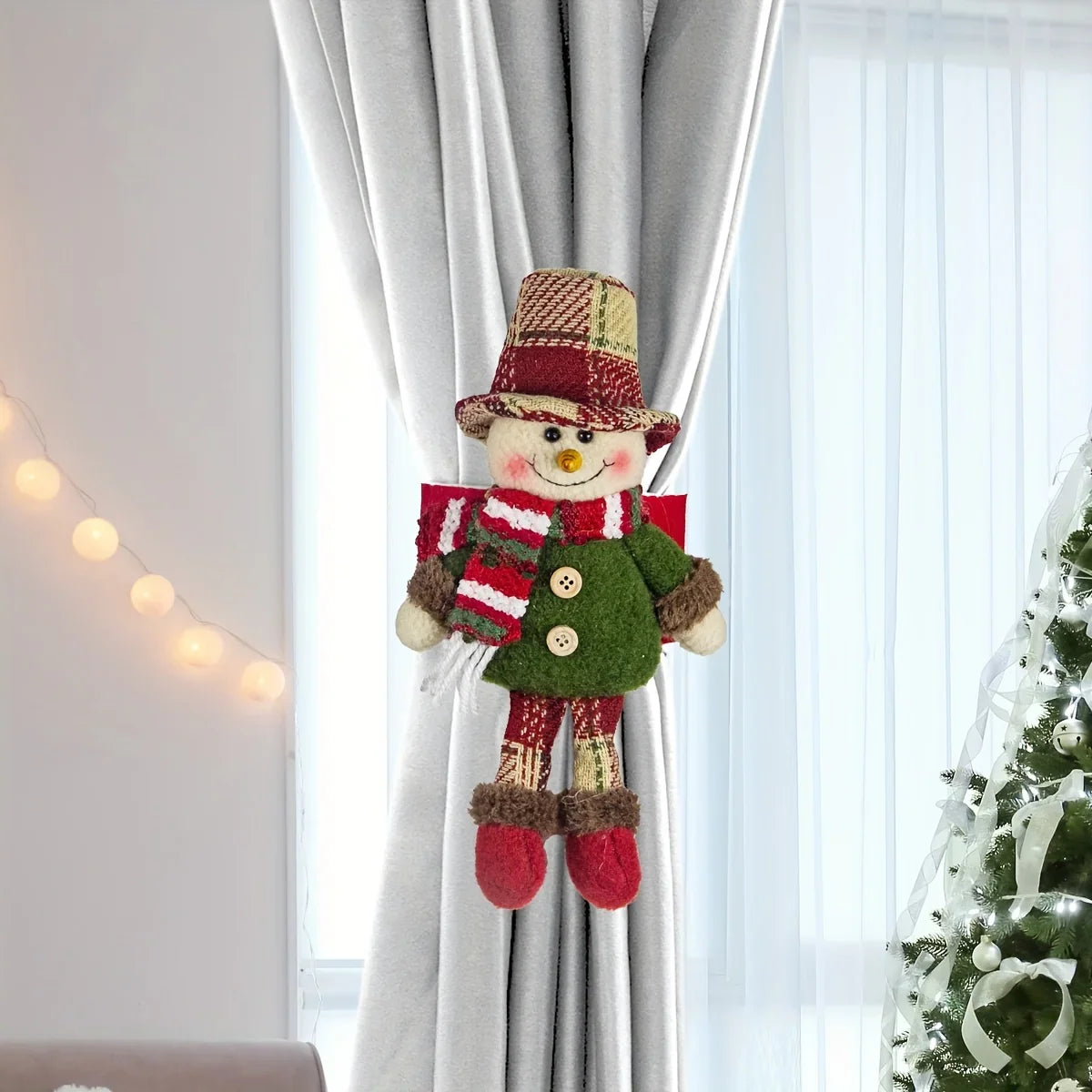 Christmas Window Curtain Decorations Set Polyester with Snowflake Patterns - House Of Avana